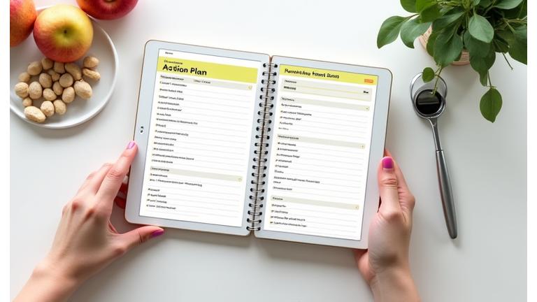 Digitalni prikaz personalizovanog akcionog plana sa grafikonima i aktivnostima