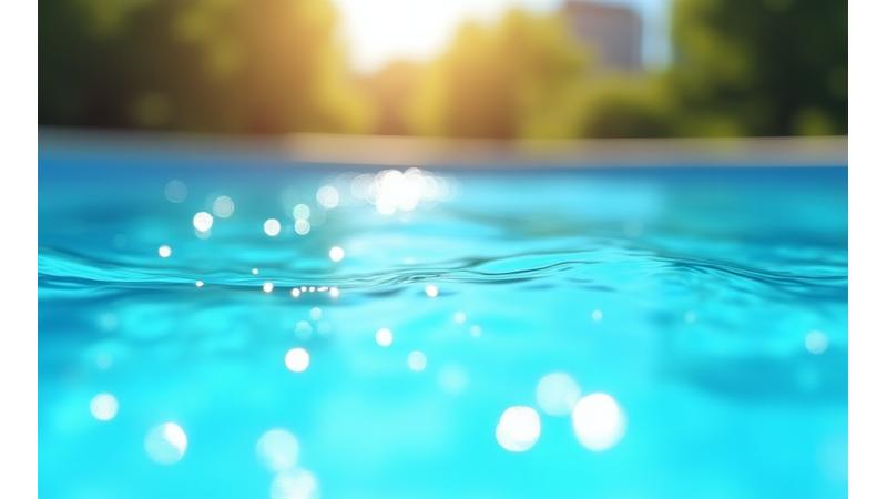 Plava voda bazena ili mora pod suncem, simbolizujuči leto